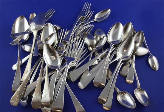 Forty seven assorted items of 19th century silver mainly Old English pattern flatware, 53 oz.